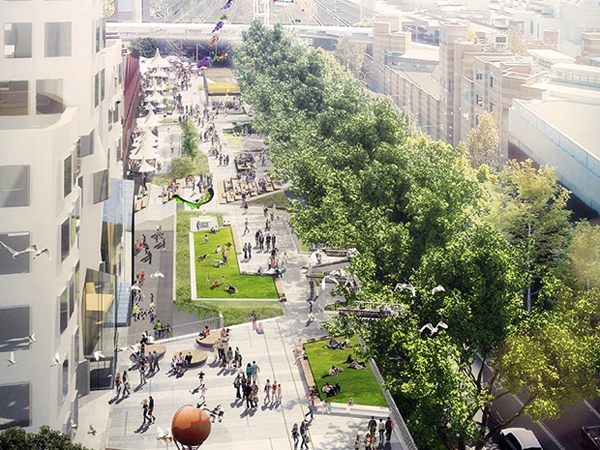 The proposed design of the Goods Line. Image: ASPECT Studios green-infrastructure-urban-park